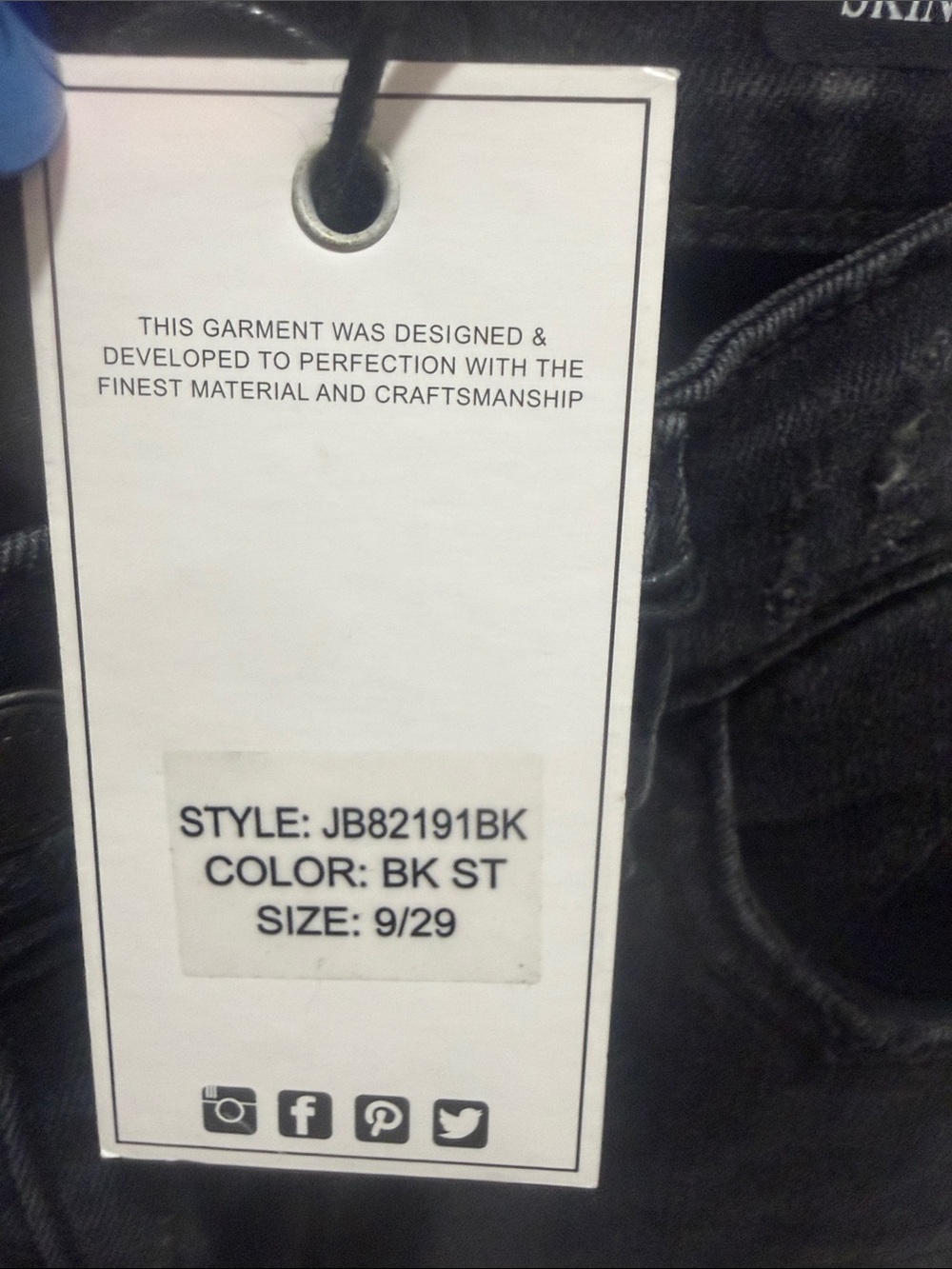 NWT Judy Blue Black Skinny Jeans with Red Plaid Underlay Accents - Picture 6 of 6